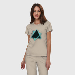Пижама хлопковая женская Треугольник неон, цвет: миндальный — фото 2