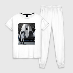 Пижама хлопковая женская Пилот Space X, цвет: белый