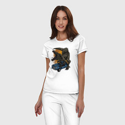 Пижама хлопковая женская Спинозавр, цвет: белый — фото 2