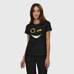 Пижама хлопковая женская Emoji winking, цвет: черный — фото 2