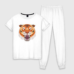 Пижама хлопковая женская African Tiger, цвет: белый