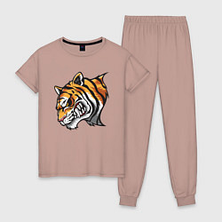 Пижама хлопковая женская Злобный Тигр, цвет: пыльно-розовый