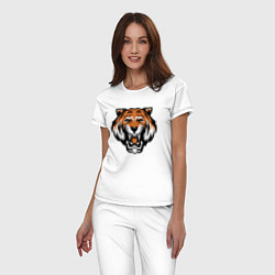 Пижама хлопковая женская Tiger Roar, цвет: белый — фото 2
