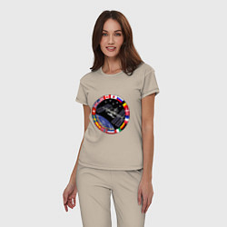 Пижама хлопковая женская Космическая станция, цвет: миндальный — фото 2