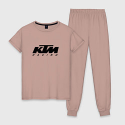 Пижама хлопковая женская КТМ МОТОКРОСС KTM RACING, цвет: пыльно-розовый