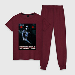 Пижама хлопковая женская Terminator JD, цвет: меланж-бордовый