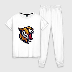 Пижама хлопковая женская Roar - Tiger, цвет: белый