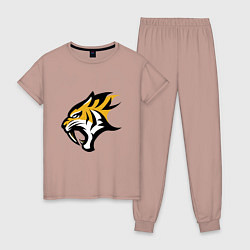 Пижама хлопковая женская Scream Tiger, цвет: пыльно-розовый