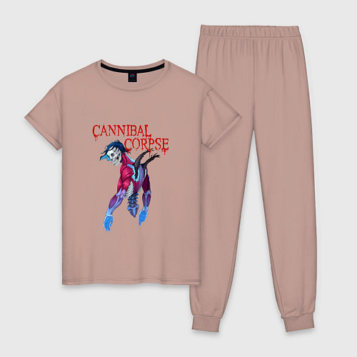 Женская пижама Cannibal Corpse Череп с позвоночником / Пыльно-розовый – фото 1