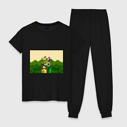 Пижама хлопковая женская Mario Coins, цвет: черный