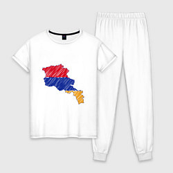 Пижама хлопковая женская Карта Армения, цвет: белый