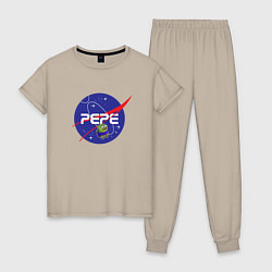 Пижама хлопковая женская Pepe Pepe space Nasa, цвет: миндальный