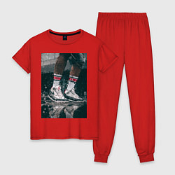 Пижама хлопковая женская Air jordan painting, цвет: красный