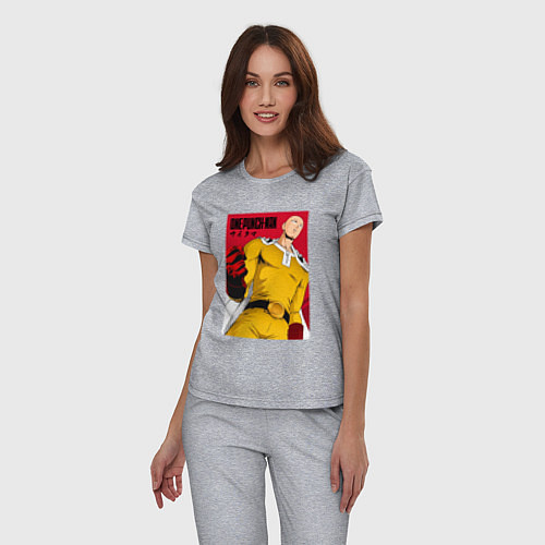 Женская пижама Сайтама Saitama Ванпанчмен / Меланж – фото 3