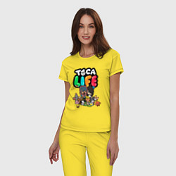 Пижама хлопковая женская Toca Life, цвет: желтый — фото 2