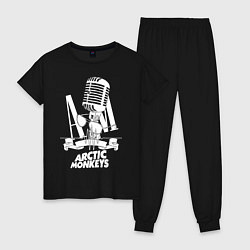 Пижама хлопковая женская Arctic Monkeys, рок, цвет: черный