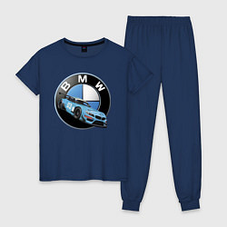 Пижама хлопковая женская BMW самая престижная марка автомобиля, цвет: тёмно-синий