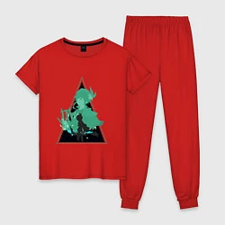 Пижама хлопковая женская Genshin Impact VentiВенти, цвет: красный