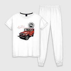 Пижама хлопковая женская Toyota Land Cruiser Retro, цвет: белый