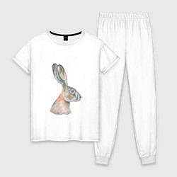Пижама хлопковая женская А 022 Заяц, цвет: белый