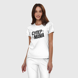 Пижама хлопковая женская Мама Супер, цвет: белый — фото 2