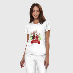 Пижама хлопковая женская Christmas Unicorn, цвет: белый — фото 2