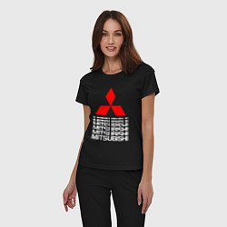 Пижама хлопковая женская MITSUBISHI МИЦУБИСИ МИТСУБИСИ МИЦУБИШИ LOGO STYLE, цвет: черный — фото 2