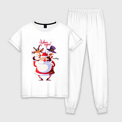 Пижама хлопковая женская НОВОГОДНИЕ ГЕРОИ ЗИМА БЛИЗКО 2022, цвет: белый