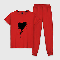 Пижама хлопковая женская День любви сердце, цвет: красный