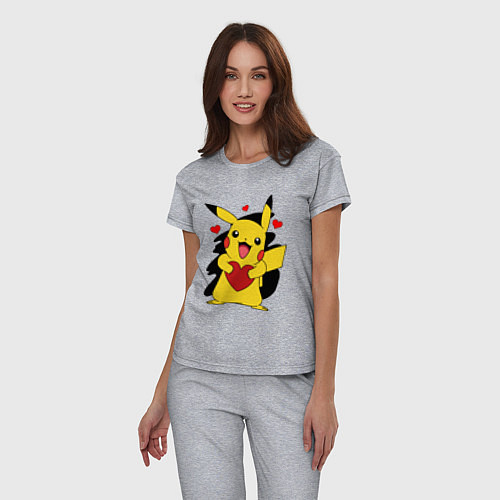 Женская пижама ПИКАЧУ И СЕРДЕЧКО POKENON PIKACHU LOVE / Меланж – фото 3