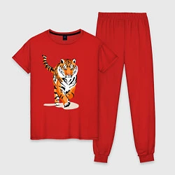 Пижама хлопковая женская Властный хозяин джунглей, цвет: красный