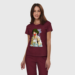 Пижама хлопковая женская Angry princess, цвет: меланж-бордовый — фото 2