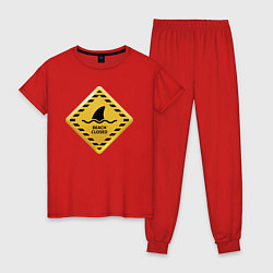 Пижама хлопковая женская Предупреждение об опасности!, цвет: красный