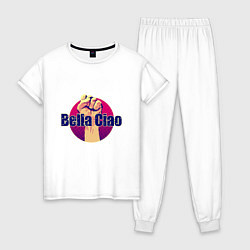Пижама хлопковая женская Bella Ciao Fist, цвет: белый