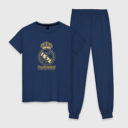 Пижама хлопковая женская Real Madrid gold logo, цвет: тёмно-синий