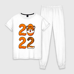 Пижама хлопковая женская Тигр 2022, цвет: белый