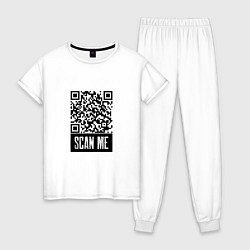 Пижама хлопковая женская QR Scan, цвет: белый