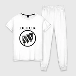 Пижама хлопковая женская Buick Black and White Logo, цвет: белый