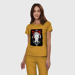 Пижама хлопковая женская ЗАКЛИНАНИЕ ИТАДОРИ, СУКУНА, цвет: горчичный — фото 2