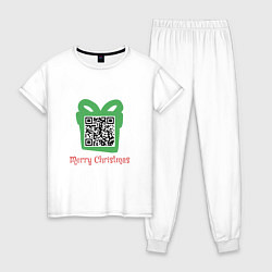 Пижама хлопковая женская QR Christmas, цвет: белый