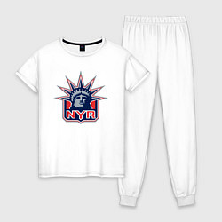 Пижама хлопковая женская Нью Йорк Рейнджерс New York Rangers, цвет: белый