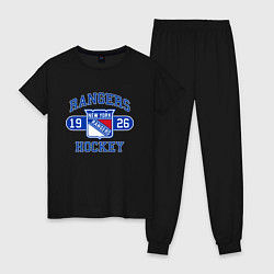 Пижама хлопковая женская Нью Йорк Рейнджерс, New York Rangers, цвет: черный