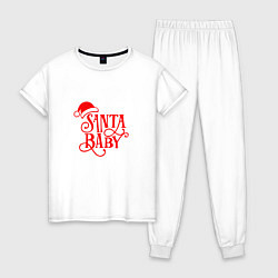 Пижама хлопковая женская Санта беби новый 2022 год, цвет: белый