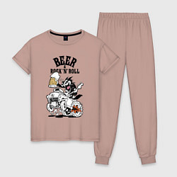 Пижама хлопковая женская Beer & RocknRoll, цвет: пыльно-розовый