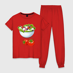 Пижама хлопковая женская ГРЕЧЕСКИЙ САЛАТ Классический, цвет: красный