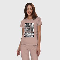 Пижама хлопковая женская Ты не можешь победить меня - Леви, Гатс, цвет: пыльно-розовый — фото 2