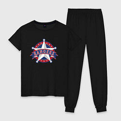 Пижама хлопковая женская Texas Rangers -baseball team, цвет: черный