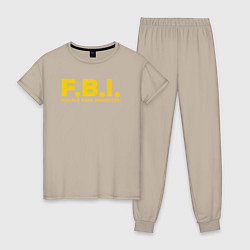 Пижама хлопковая женская FBI Женского тела инспектор, цвет: миндальный
