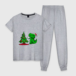 Женская пижама Рождественский динозавр Christmas dinosaur