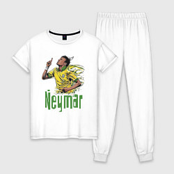 Пижама хлопковая женская Неймар - звезда Бразильского футбола, цвет: белый